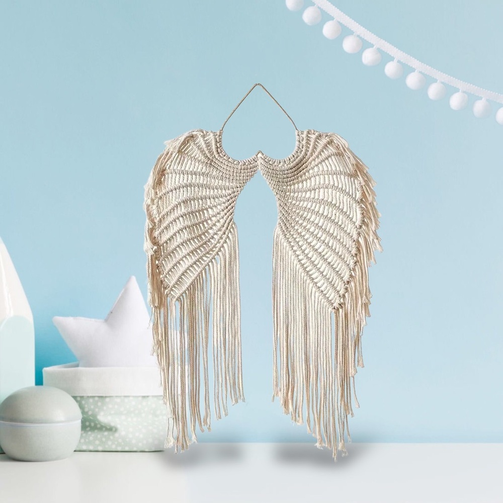 Angel Wings Boho Macramé Wall Hanging, Small - Picture 5 of 12
